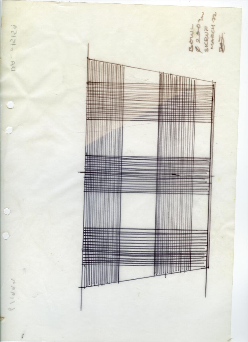 Materialet innehåller skisser till vaser, kannor, servisglas, snäckor, ishinkar, gravyrer m.m. . Det ingår även handlingar och korrespondens angående produkter och utbyte av ideér med olika uppdragsgivare och företag.