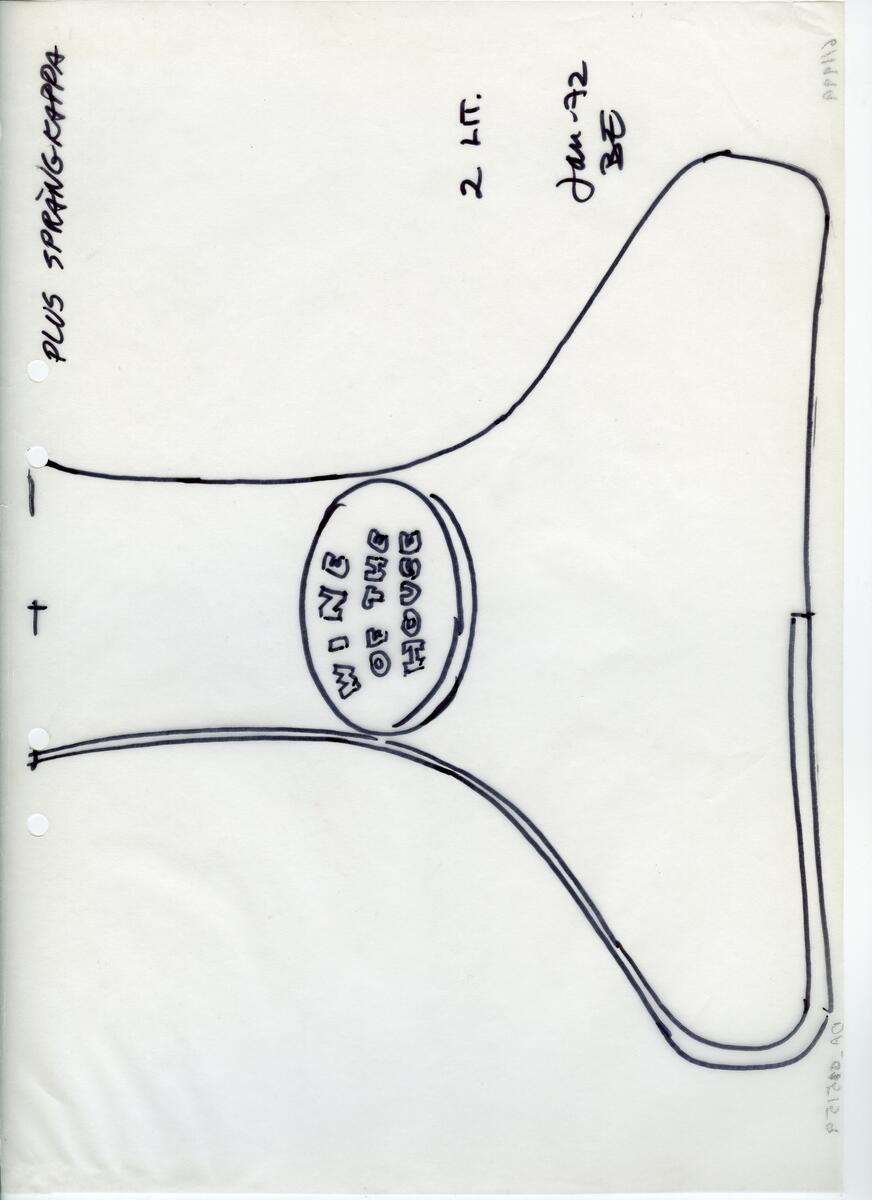 Materialet innehåller skisser till vaser, kannor, servisglas, snäckor, ishinkar, gravyrer m.m. . Det ingår även handlingar och korrespondens angående produkter och utbyte av ideér med olika uppdragsgivare och företag.