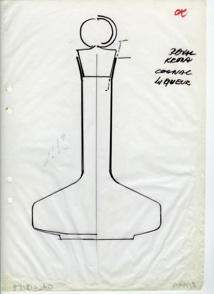 Materialet innehåller skisser till vaser, kannor, servisglas, snäckor, ishinkar, gravyrer m.m. . Det ingår även handlingar och korrespondens angående produkter och utbyte av ideér med olika uppdragsgivare och företag.