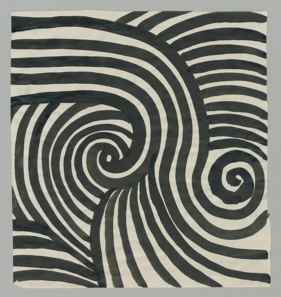 Skiss nonfigurativt mönster, böljande streck.