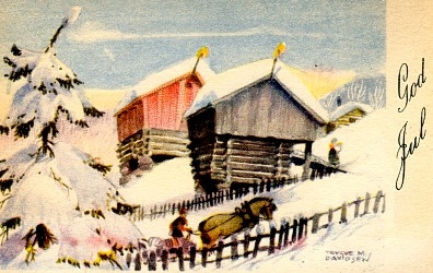 En samling julekort blandt annet med motiv tegnet av Christian Kittilsen (1907-1977).