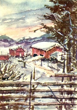 En samling julekort blandt annet med motiv tegnet av Christian Kittilsen (1907-1977).