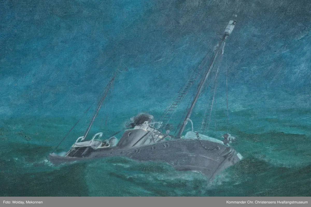 Hvalbåter i stor sjø, 1933.