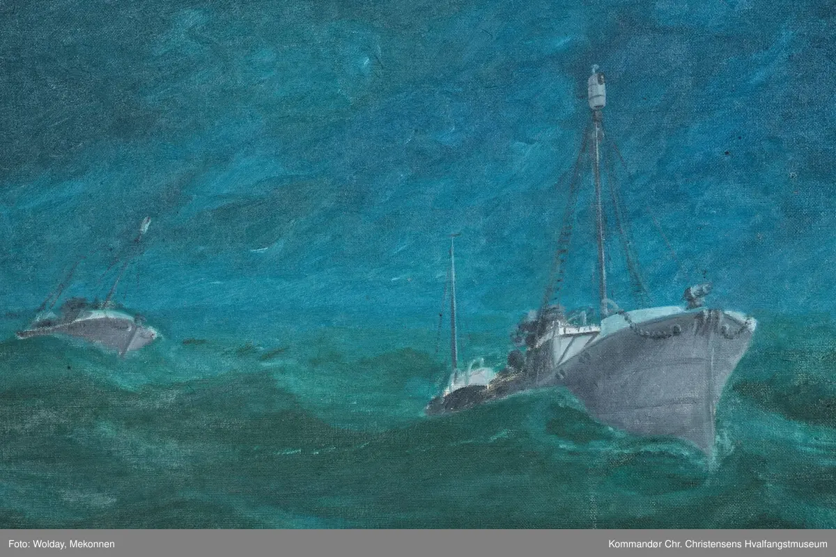 Hvalbåter i stor sjø, 1933.