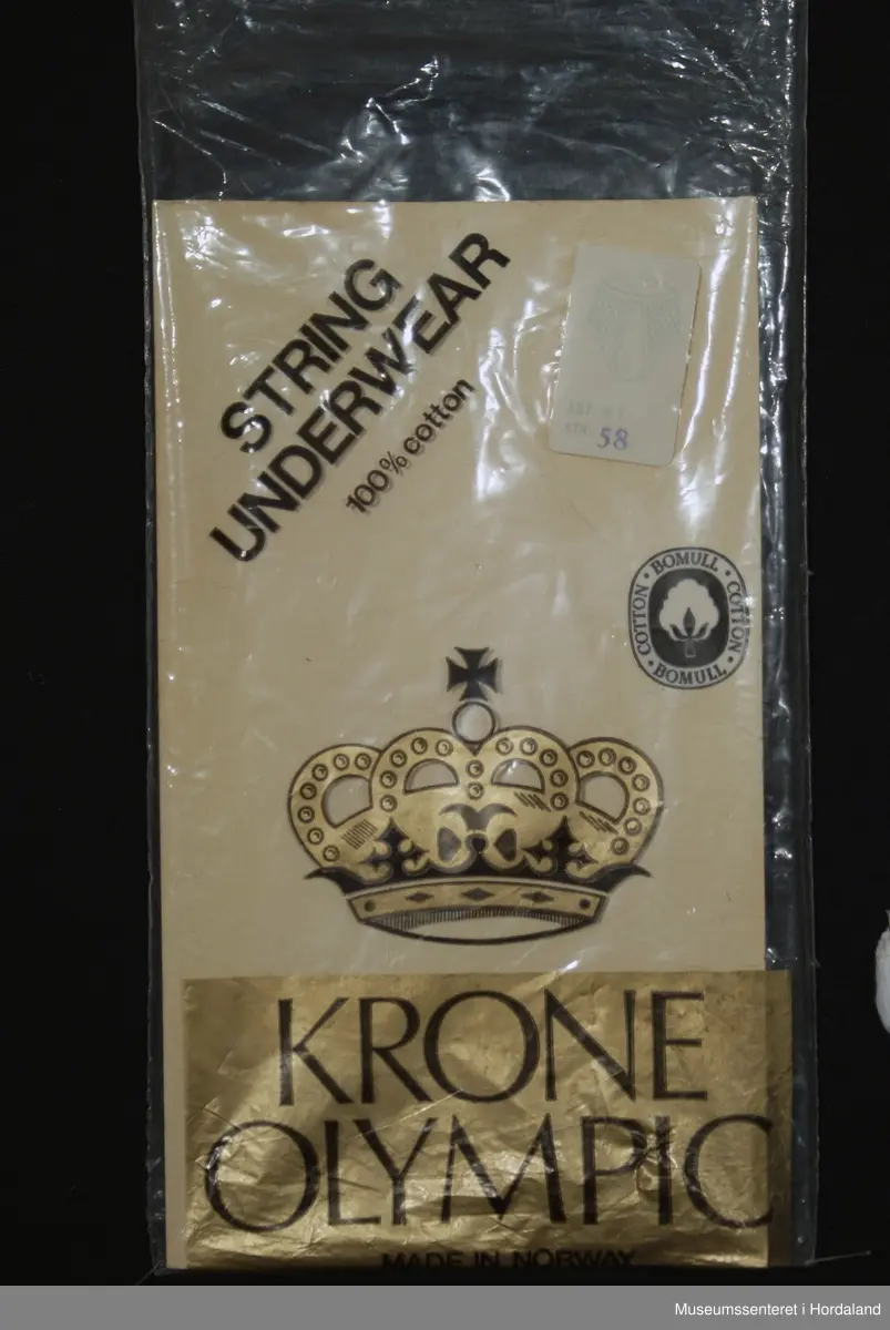 På emballasje: Kongekrone med 4 buer og kors øverst