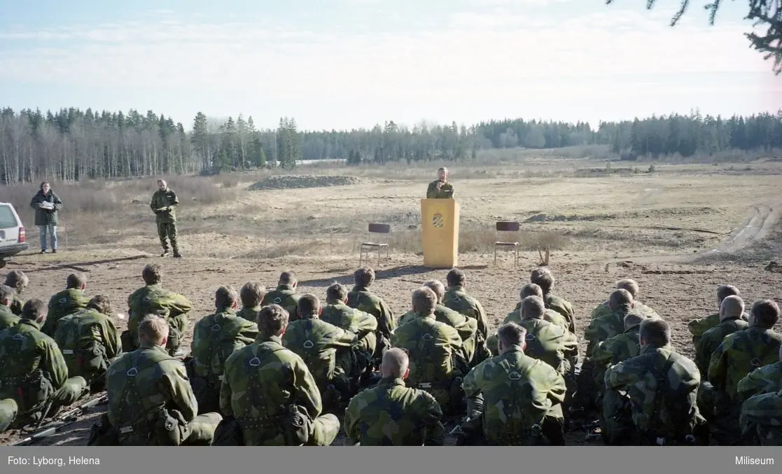 Soldaterinran. Gunnar Hyltén-Cavallius militär pastor Ing 2 ledde soldaterinran för 1. kompaniet på Risan, Ränneslätt.