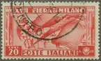 Frimärke ur Gösta Bodmans filatelistiska motivsamling, påbörjad 1950. Frimärke från Italien, 1936. Motiv av symbol för italiensk industri och handel. 