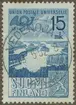 Frimärke ur Gösta Bodmans filatelistiska motivsamling, påbörjad 1950. Frimärke från Finland, 1949. Motiv av Finskt sjölandskap 