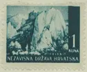 Frimärke ur Gösta Bodmans filatelistiska motivsamling, påbörjad 1950. Frimärke från Kroatien 1941. Motiv av Velebit- Gebirge.