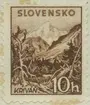 Frimärke ur Gösta Bodmans filatelistiska motivsamling, påbörjad 1950. Frimärke från Slovakiet, 1940. Motiv av Krivan Berget 