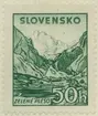 Frimärke ur Gösta Bodmans filatelistiska motivsamling, påbörjad 1950. Frimärke från Slovakiet, 1944. Motiv av Zelené Pleso 