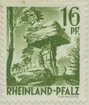 Frimärke ur Gösta Bodmans filatelistiska motivsamling, påbörjad 1950. Frimärke från (Väst Tyskland) Rheinland- Pfalz, 1947. Motiv av Klippan: 