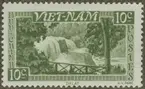 Frimärke ur Gösta Bodmans filatelistiska motivsamling, påbörjad 1950. Frimärke från Vietnam, 1957. Motiv av Vietnam: Vattenfall Träd