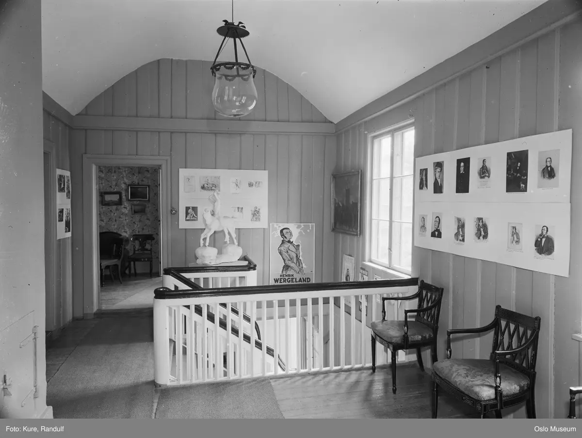Oslo Bymuseum, interiør, hovedbygning, annen etasje, utstilling om Henrik Wergeland