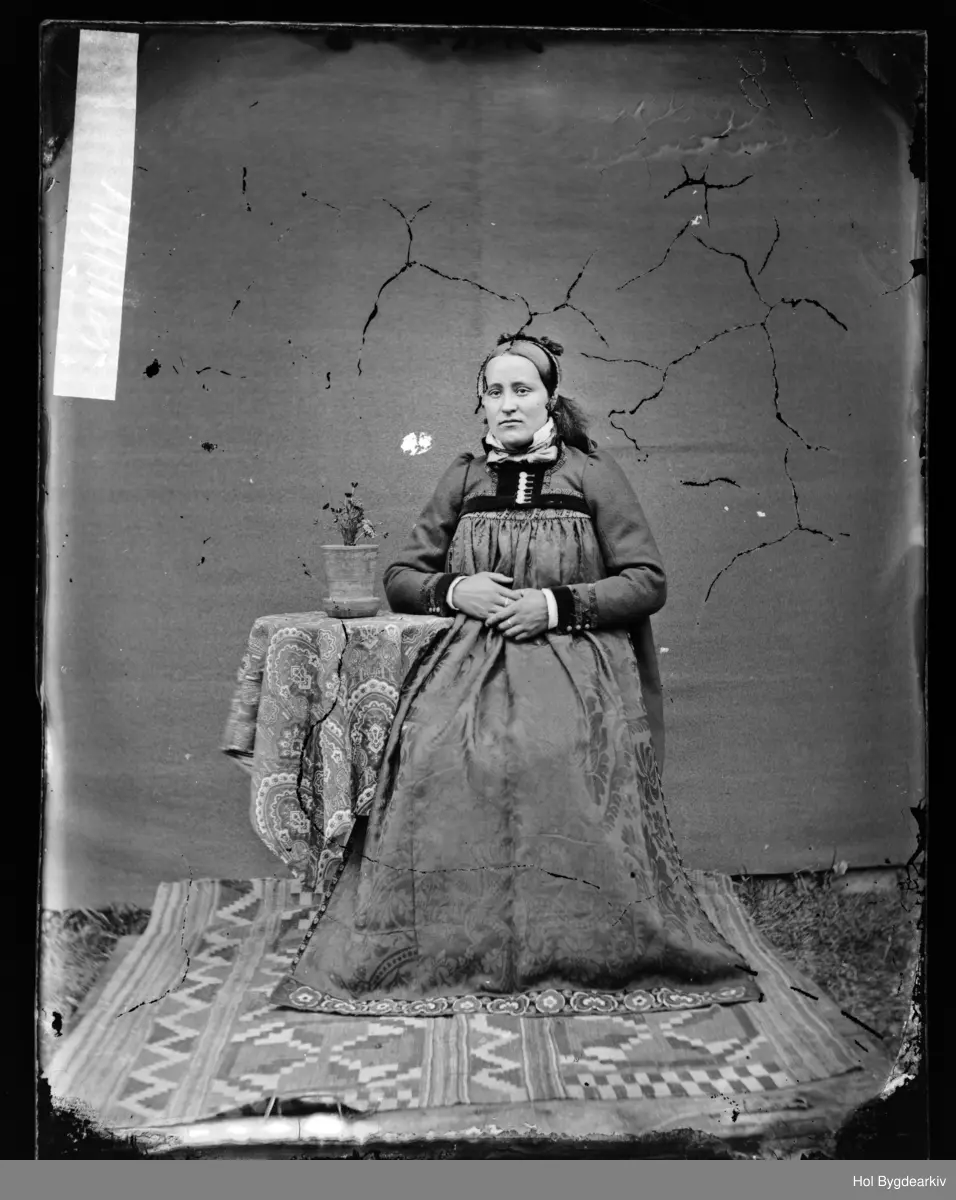 PortrettH, kvinne, bunad, hallingklede, fotoatelier