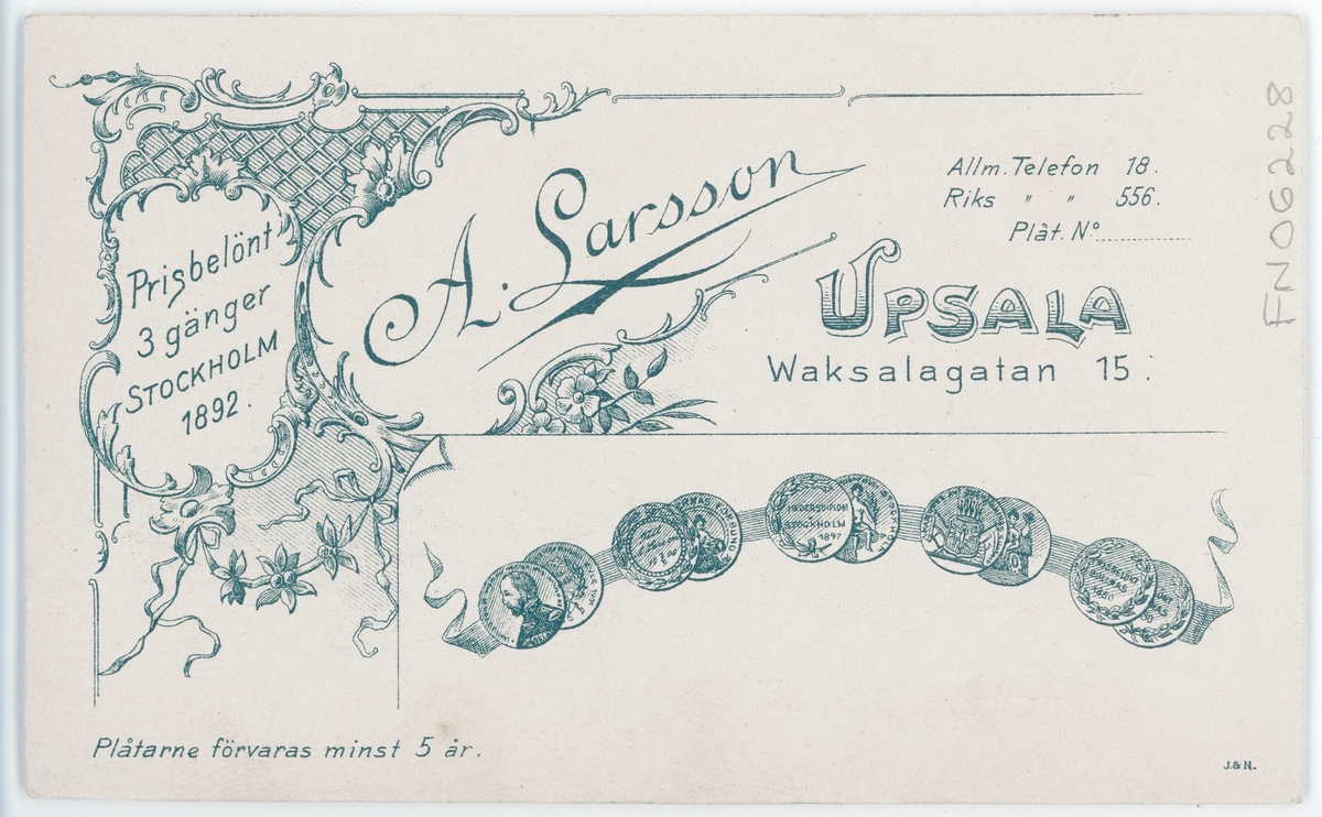 Kabinettsfotografi - E A Andersson, Uppsala 1905