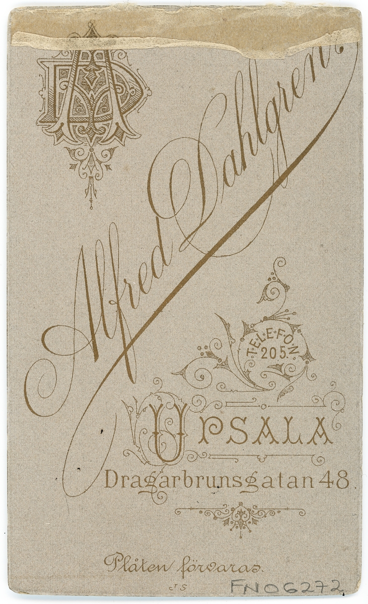 Kabinettsfotografi - agronom Erik Insulander, Uppsala 1893