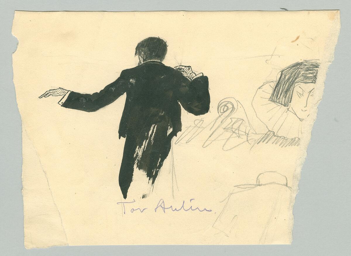 Bild av dirigenten Tor Aulin sedd bakifrån.