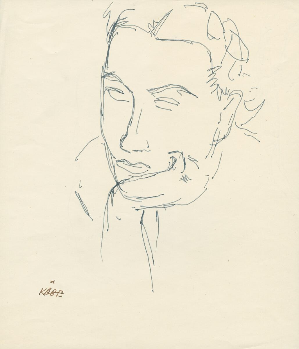 Bilder i blyerts och tusch av barn, kvinnor och män i blyerts och tusch, akvarell.