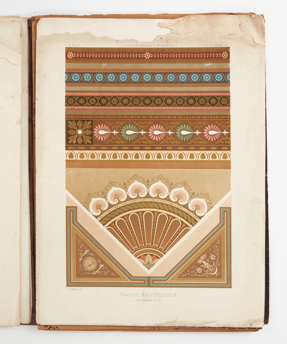 Mönsterkatalog, Deutsches Maler-journal 1876, kommer A R Richmans Katalog, målarverkstad i Falun.  Stämplad "A. R. RICHMAN, MÅLARE. FALUN"