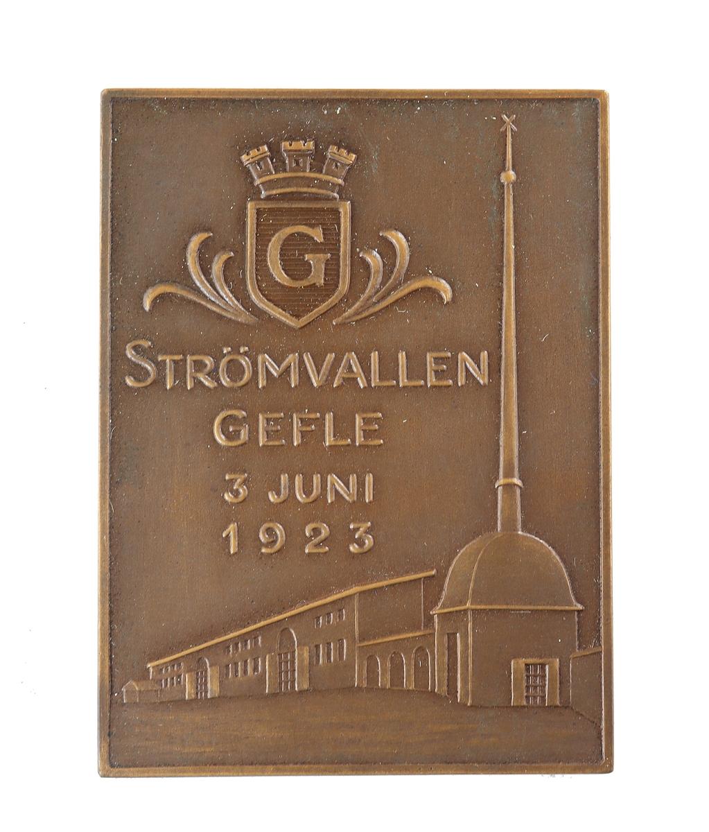 Plakett till Henrik Boman, Strömvallen Gefle 3 Juni 1923.