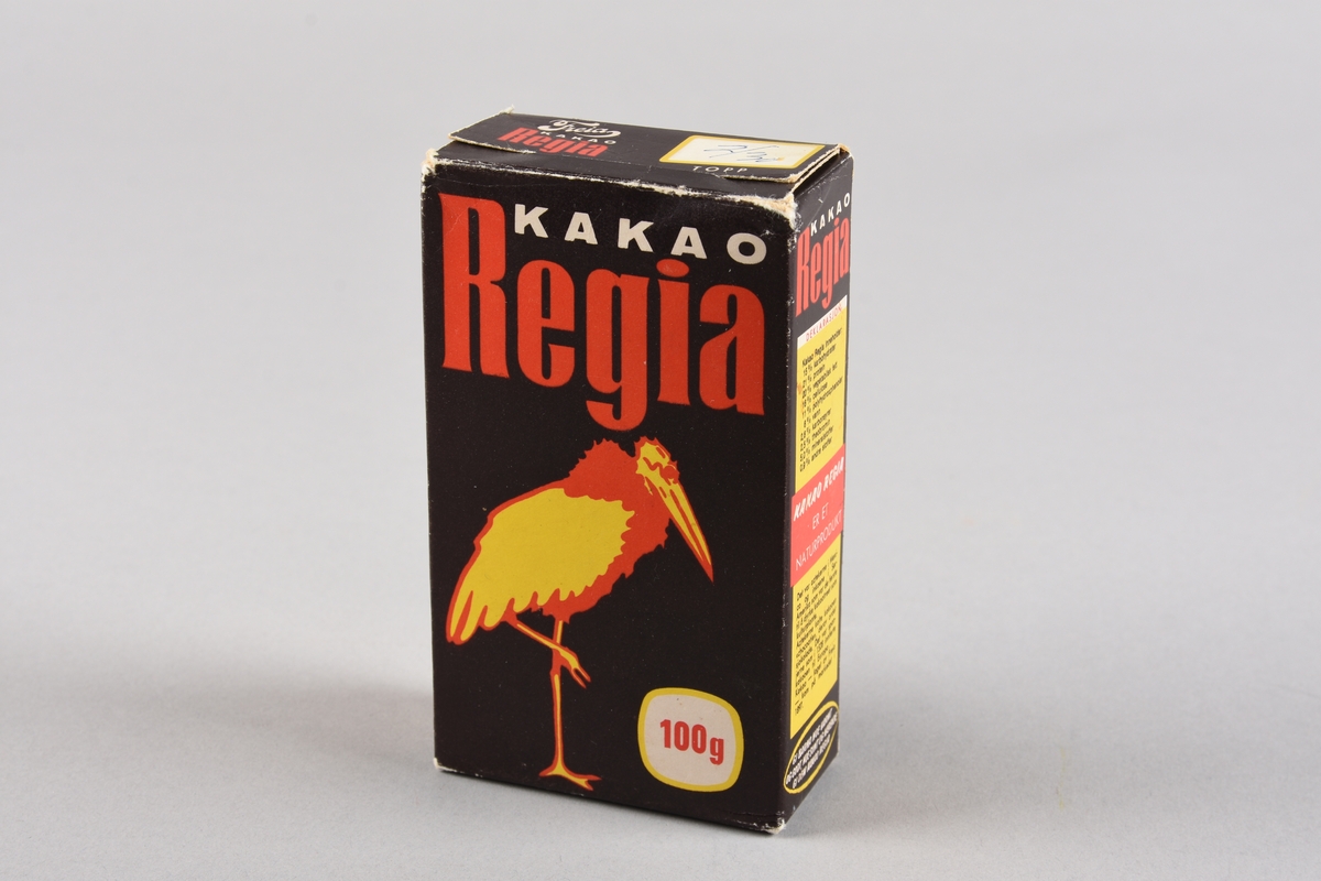 Stork i gult og raudt. Tekst.