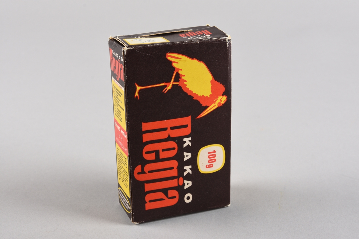 Stork i gult og raudt. Tekst.