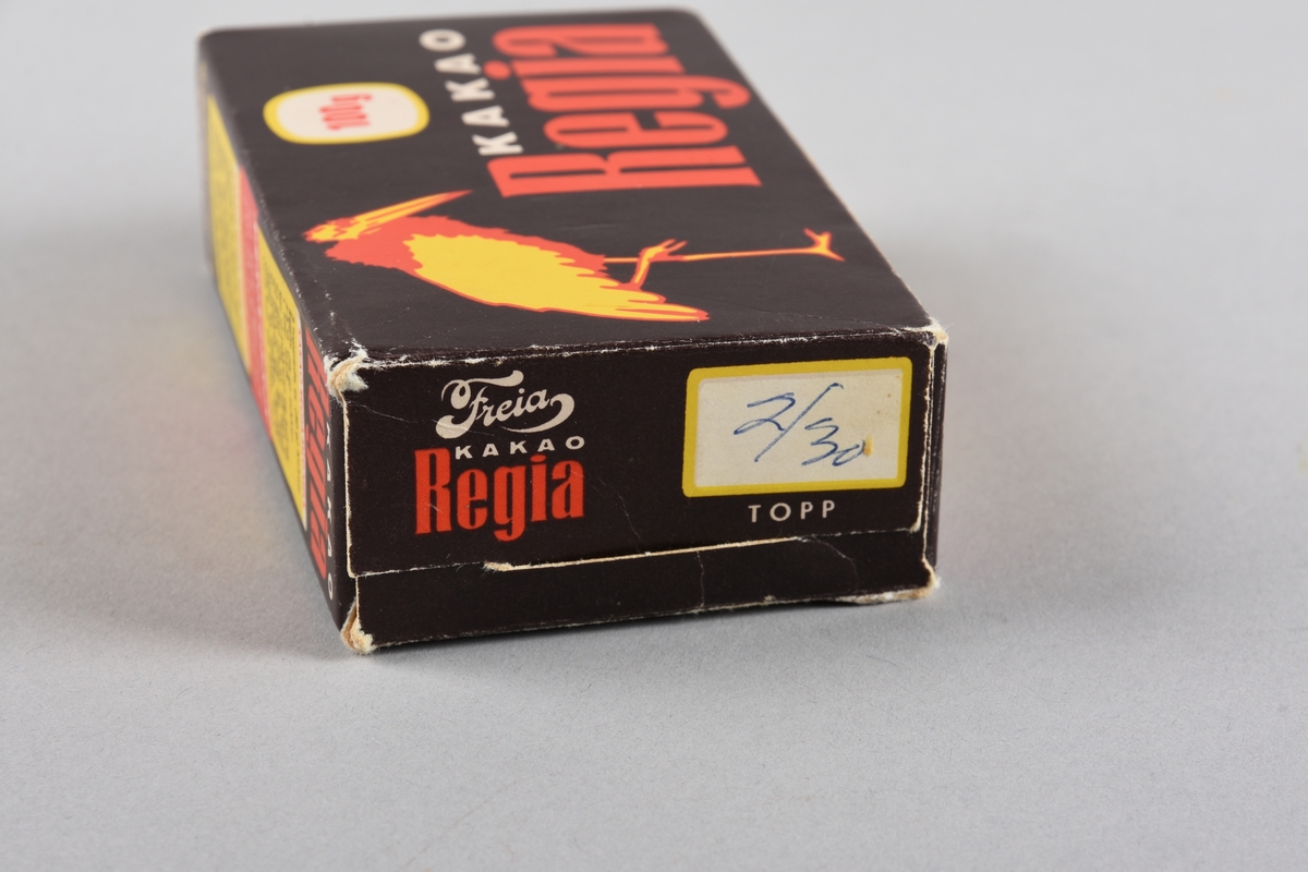 Stork i gult og raudt. Tekst.