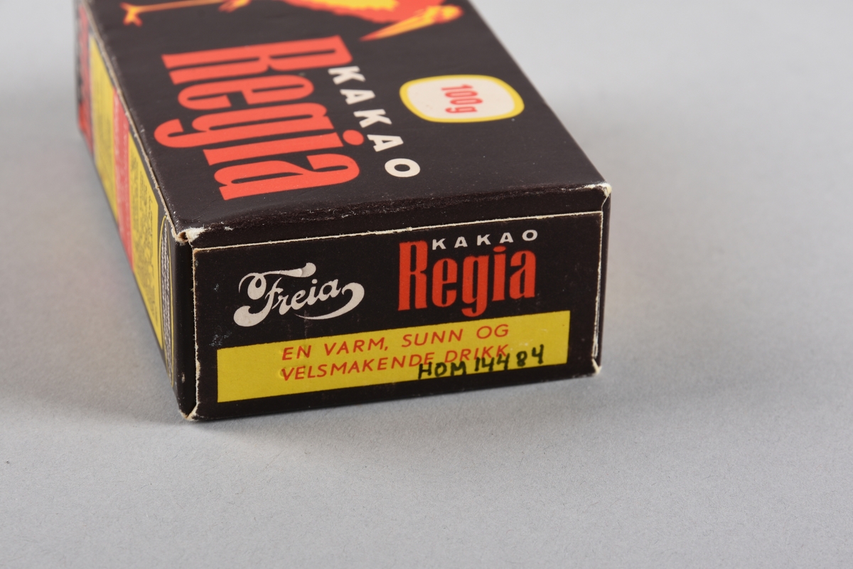 Stork i gult og raudt. Tekst.