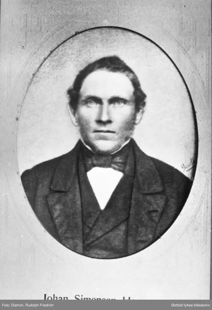 Portrett av Johan Simensen Haugen. Ordfører i Tune  1882-1983.