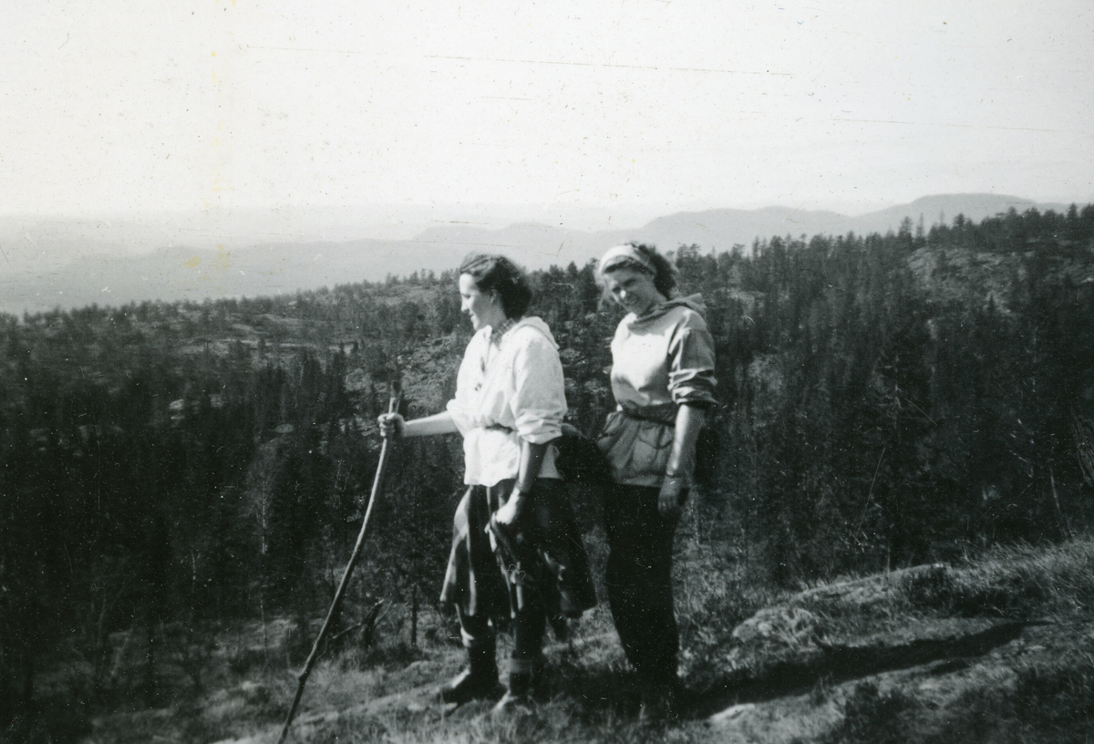 Fleire bilde frå ein fjelltur.  Tordis Terjesen er ei av dei som er med på dei fleste bilda.