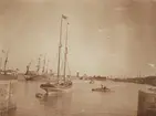 Fotografi från första svenska Antarktisexpeditionen 1901-1904. Motiv av båtar i hamn. Möjligtvis hamnen i Buenos Aires.