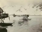 Fotografi från svenska undsättningsexpeditionen 1928. Motiv av två flygbåtar i Virgo Bay, 1928.