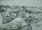 Fotografi från expedition till Spetsbergen 1920. Motiv av man och kvinna i bergslandskap.