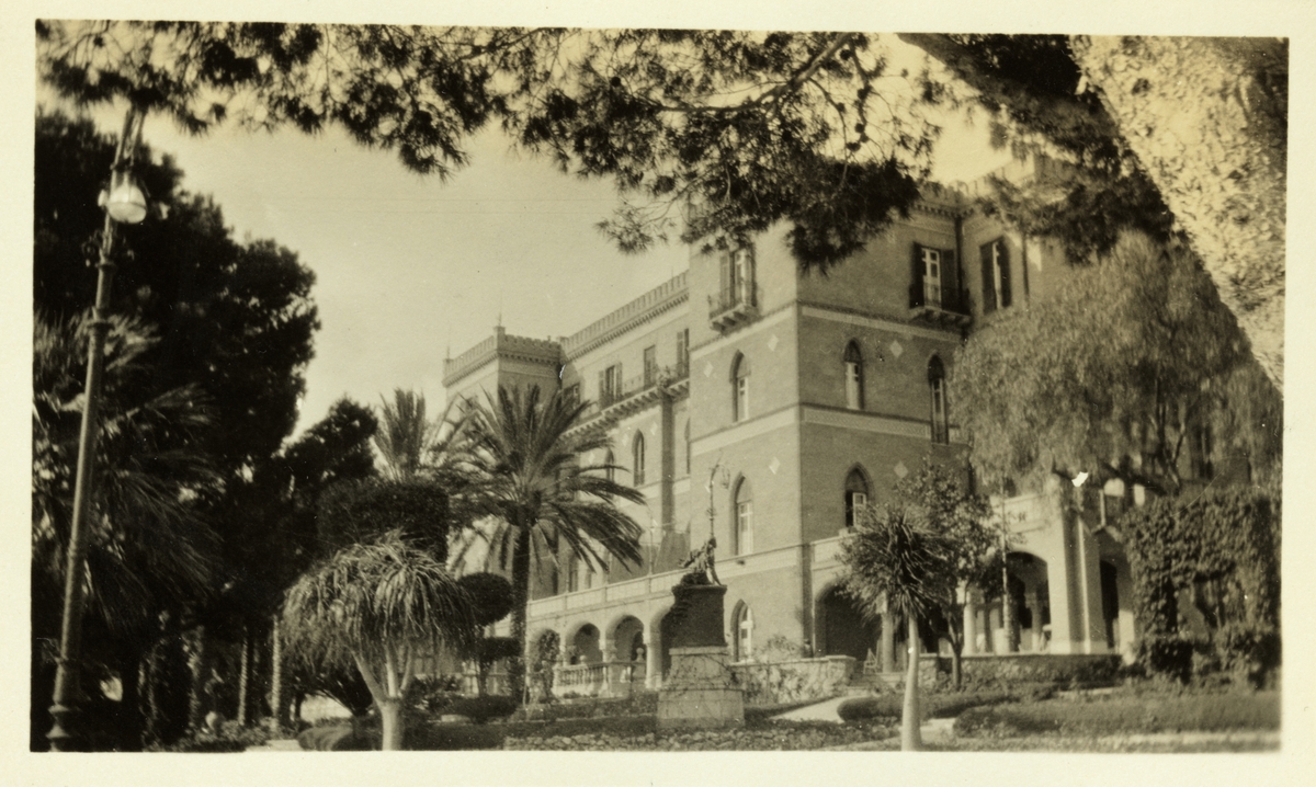 Hotellet Igiea i Palermo på Sicilia. Fotografert januar 1927.