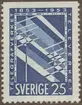 Frimärke ur Gösta Bodmans filatelistiska motivsamling, påbörjad 1950. Frimärke från Sverige, 1953. Motiv av Symbol för telefon 