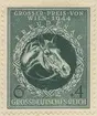 Frimärke ur Gösta Bodmans filatelistiska motivsamling, påbörjad 1950. Frimärke från Tyskland, 1944. Motiv av Kapplöpningshäst 