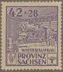 Frimärke ur Gösta Bodmans filatelistiska motivsamling, påbörjad 1950. Frimärke från Sachsen (Tyskland),1946. Motiv av Reparationsverkstad för järnvägsmateriel, Sachsen 1946.