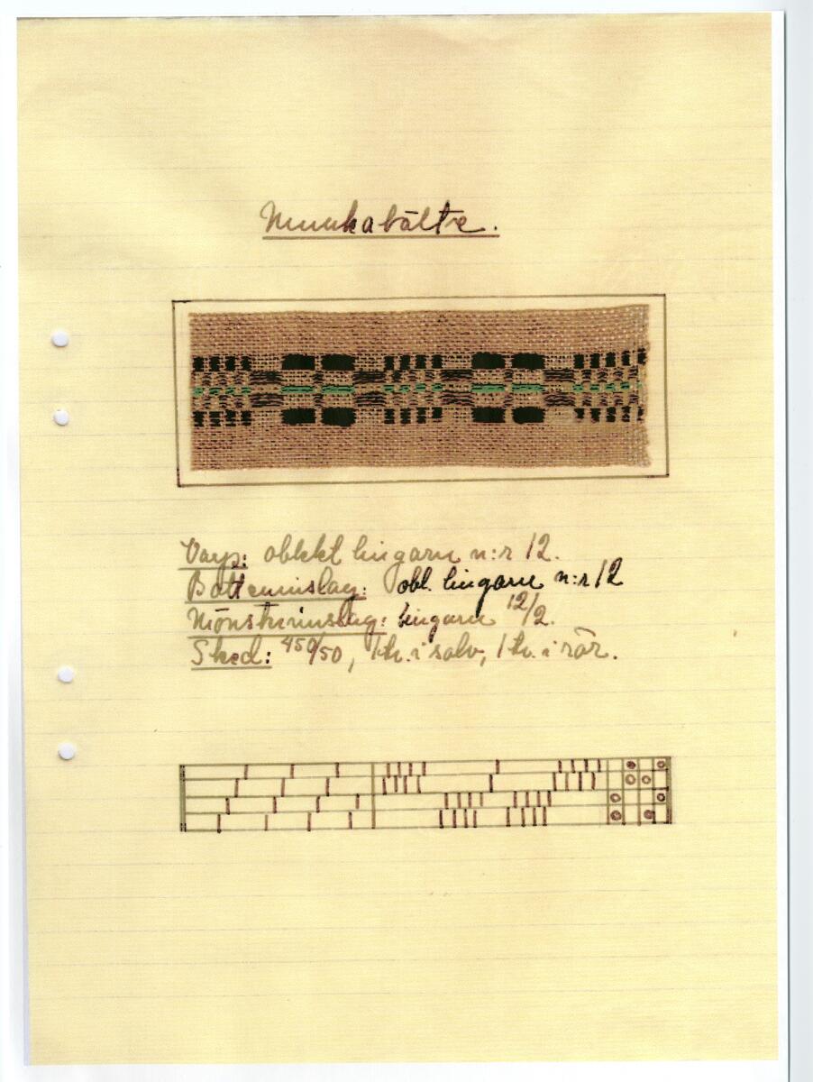 Undervisningsmaterial för vävning fr 1929. 149 sidor fotokopior på vävnotor.