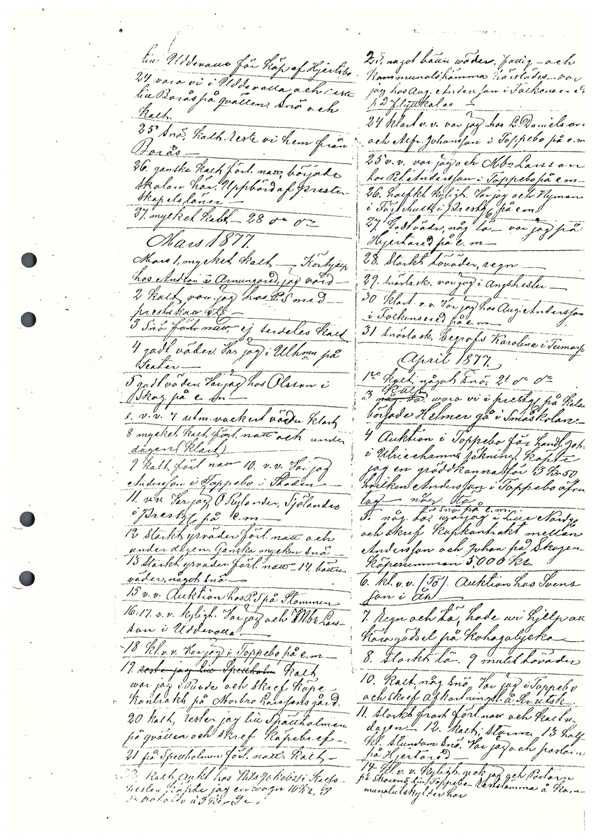 Tvärreddagboken 1876-1877