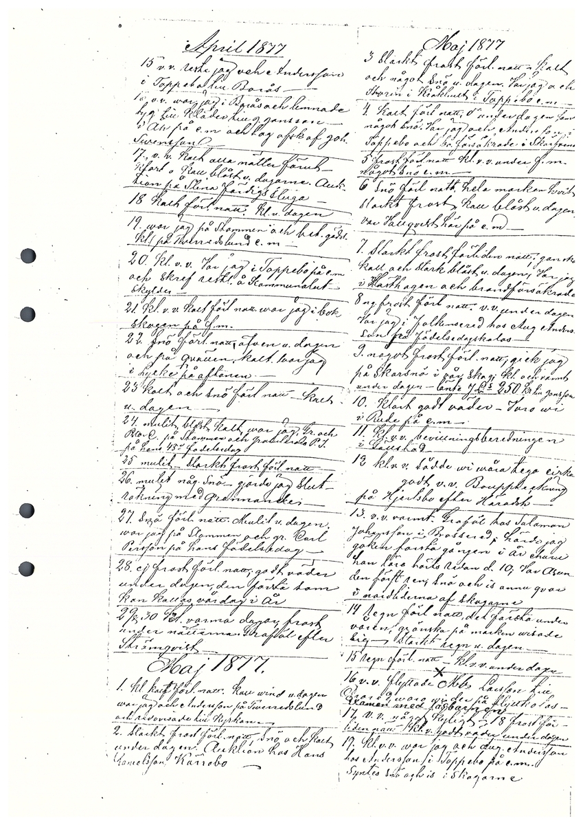 Tvärreddagboken 1876-1877