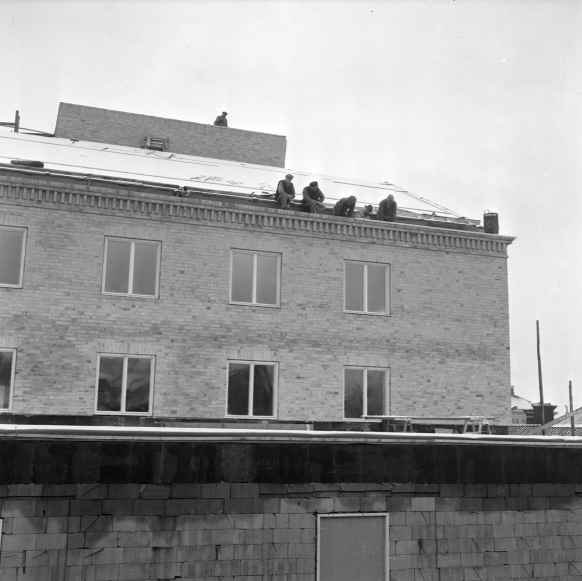 Varuhuset Forum under uppförande, kvarteret Pantern, Uppsala 1952