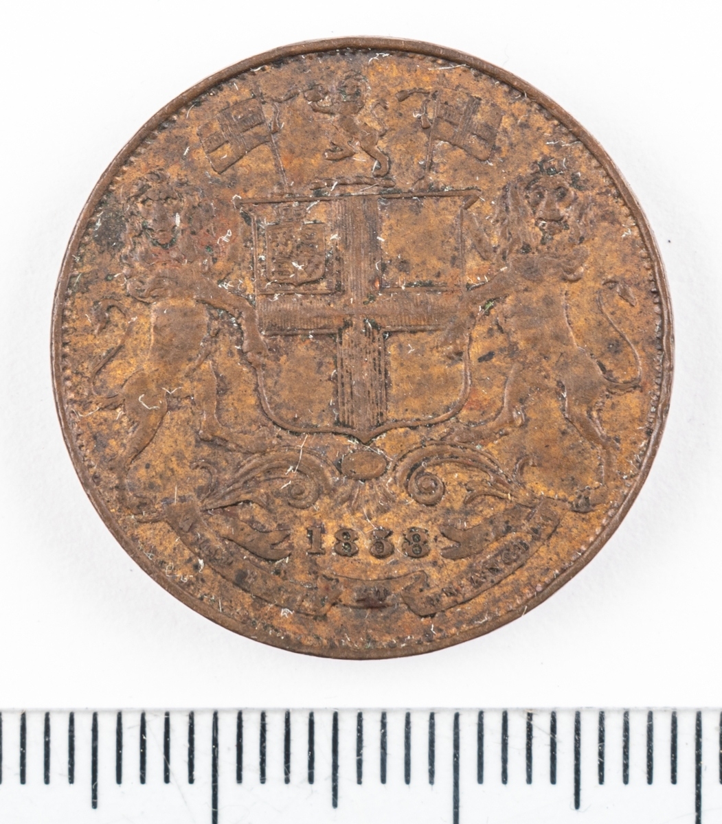 Mynt Indien 1838, 1/4 Anna.