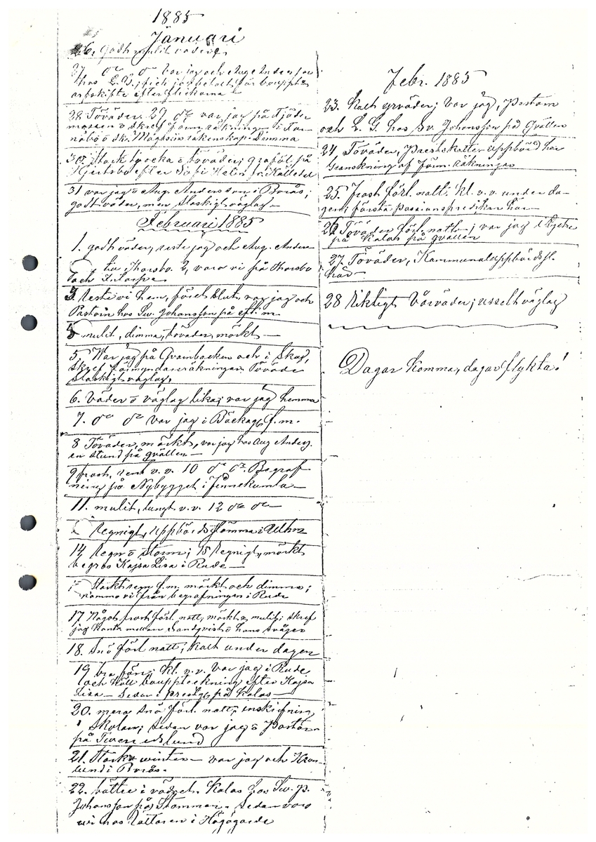 Tvärreddagboken 1885-1886