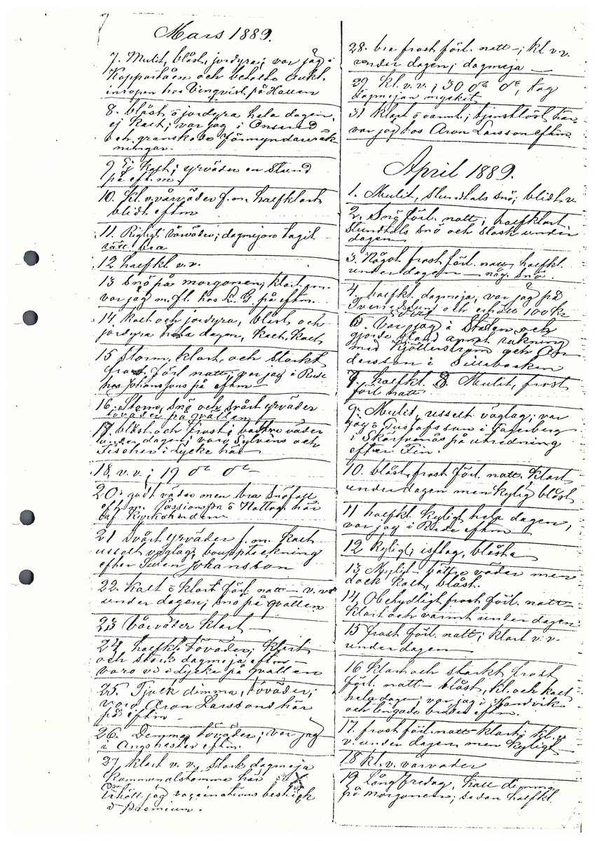 Tvärreddagboken 1888-1890