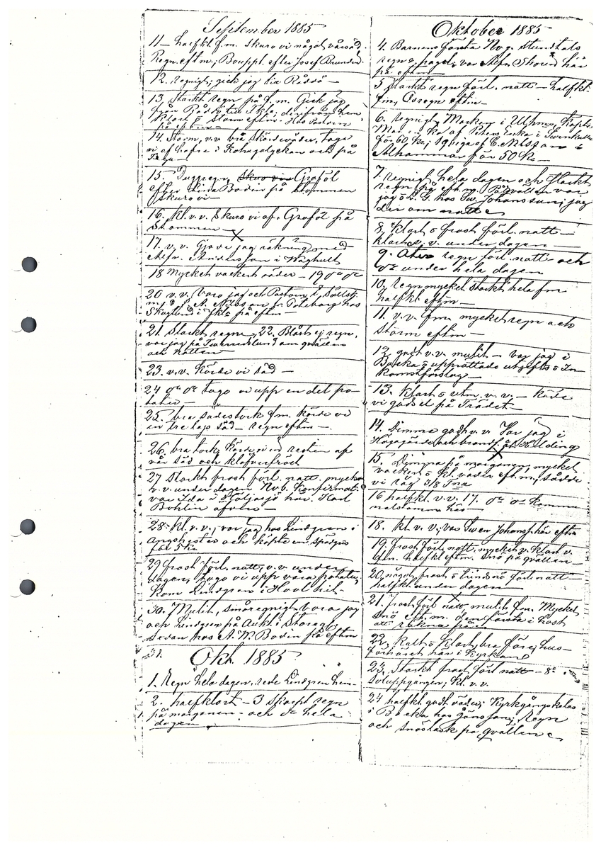 Tvärreddagboken 1885-1886
