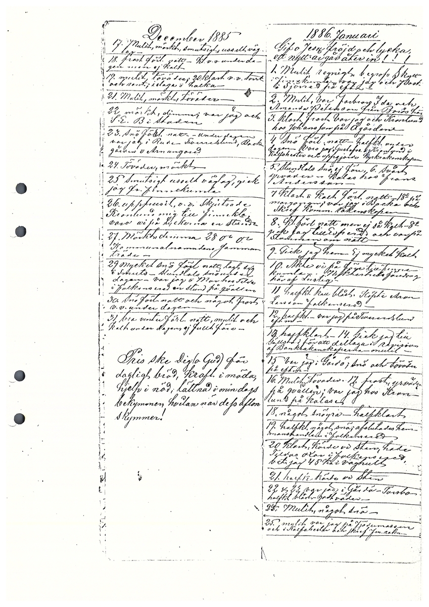 Tvärreddagboken 1885-1886
