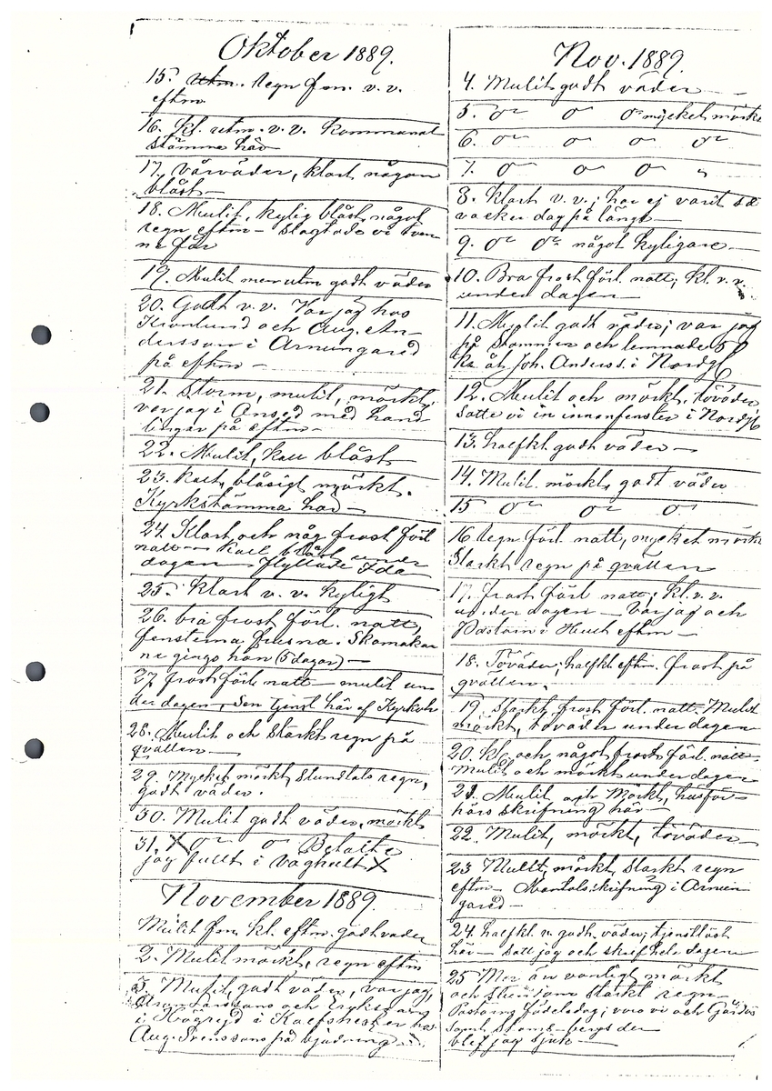 Tvärreddagboken 1888-1890