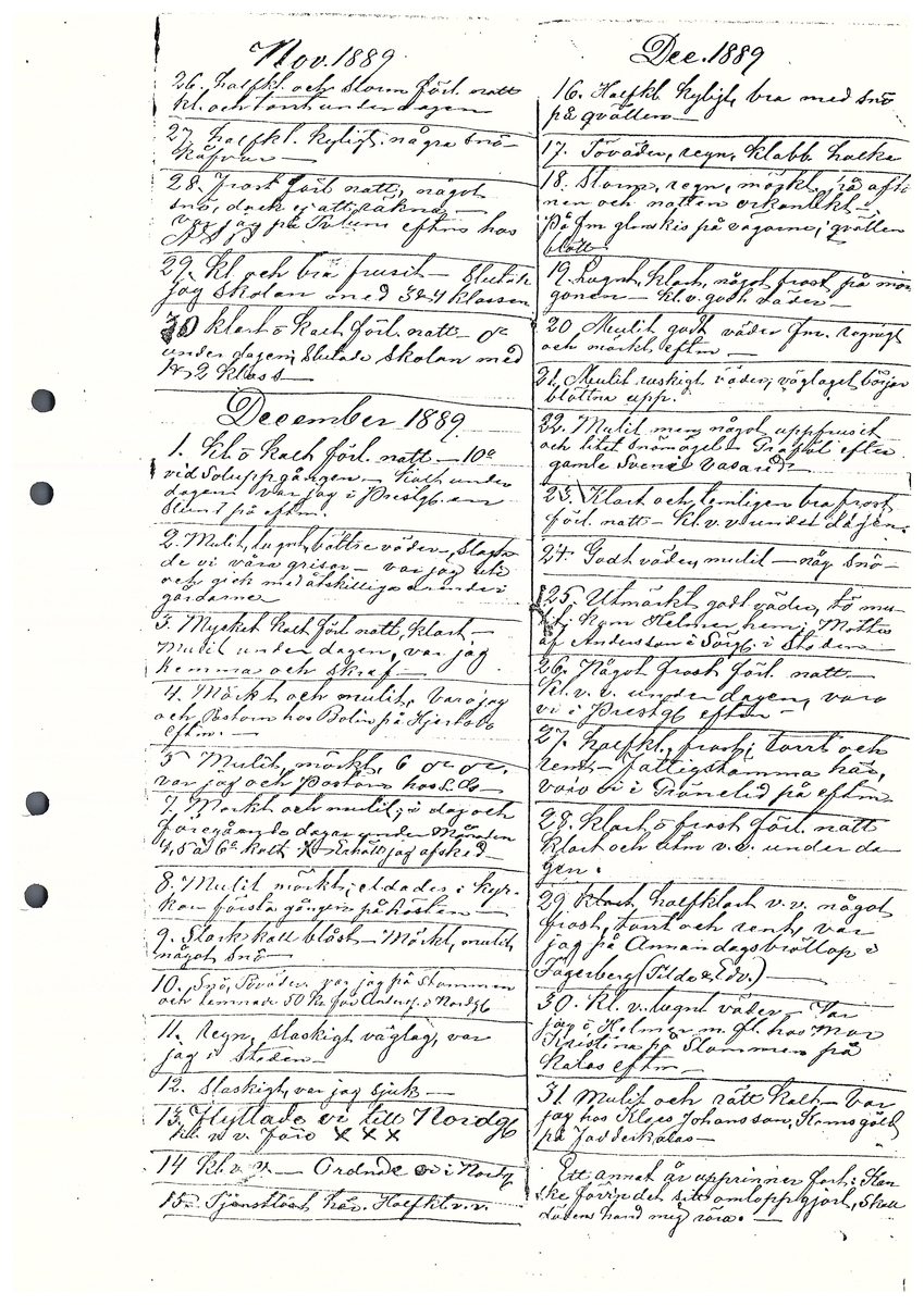Tvärreddagboken 1888-1890