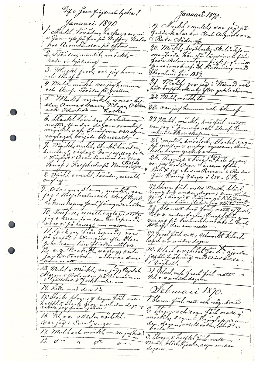 Tvärreddagboken 1888-1890